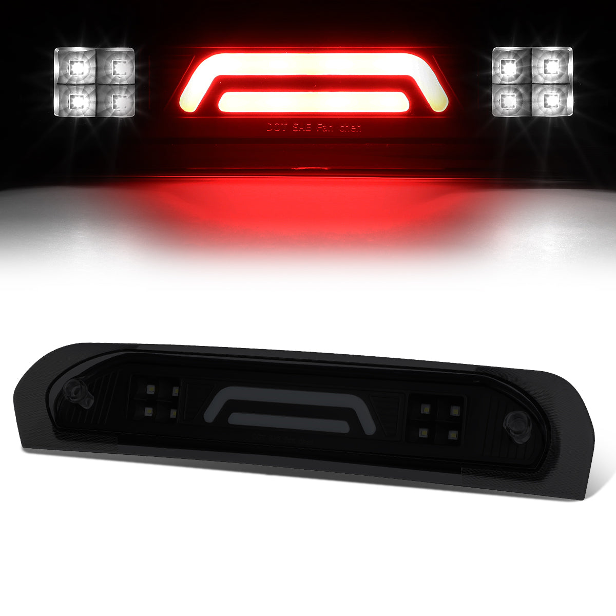 Nuvision Lighting, 02-09 Dodge Ram 1500 2500 3500 LED Bar 3rd Brake Light+Cargo Lamp - Tinted Lens