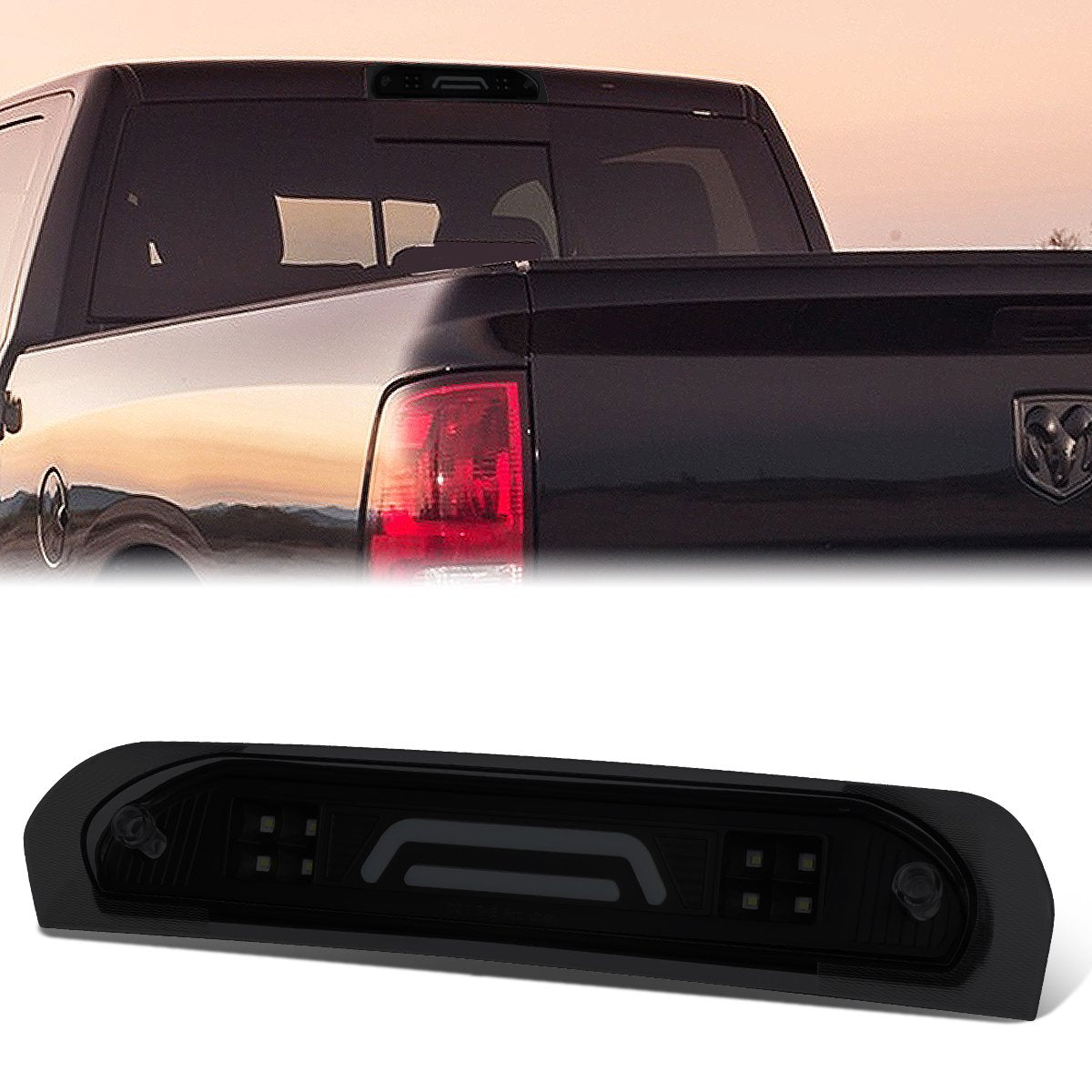 Nuvision Lighting, 02-09 Dodge Ram 1500 2500 3500 LED Bar 3rd Brake Light+Cargo Lamp - Tinted Lens