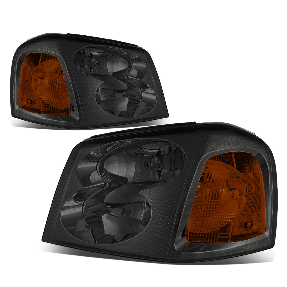 DNA Motoring, 02-09 GMC Envoy Headlights - Smoked Housing Amber Corner