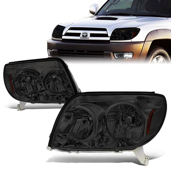 DNA Motoring, 03-05 Toyota 4Runner Headlights - Smoked Housing Amber Corner