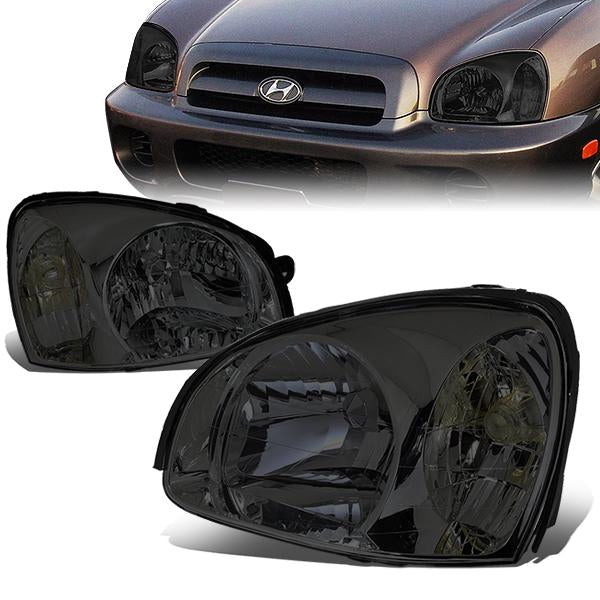 DNA Motoring, 03-06 Hyundai Santa Fe Headlights - Smoked Housing Clear Corner