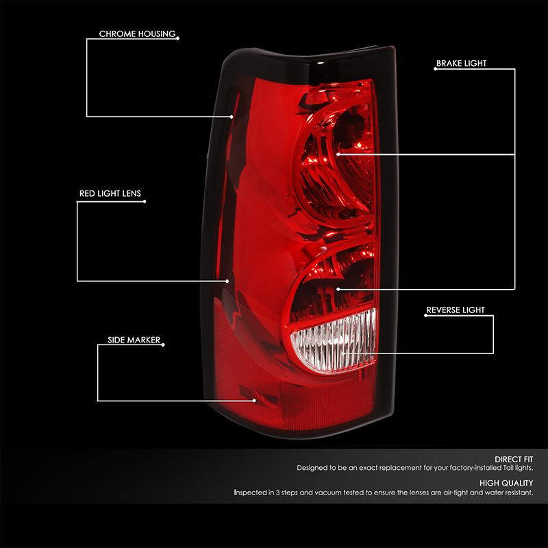 DNA Motoring, 03-07 Chevy Silverado Fleetside Left/ Driver Side Rear Brake Tail Light - Red Lens