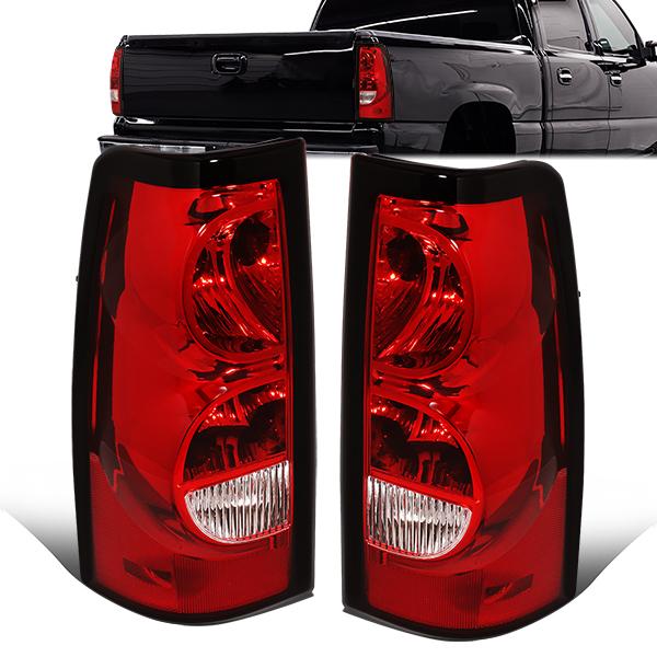 DNA Motoring, 03-07 Chevy Silverado Fleetside Tail Lights - Red Lens