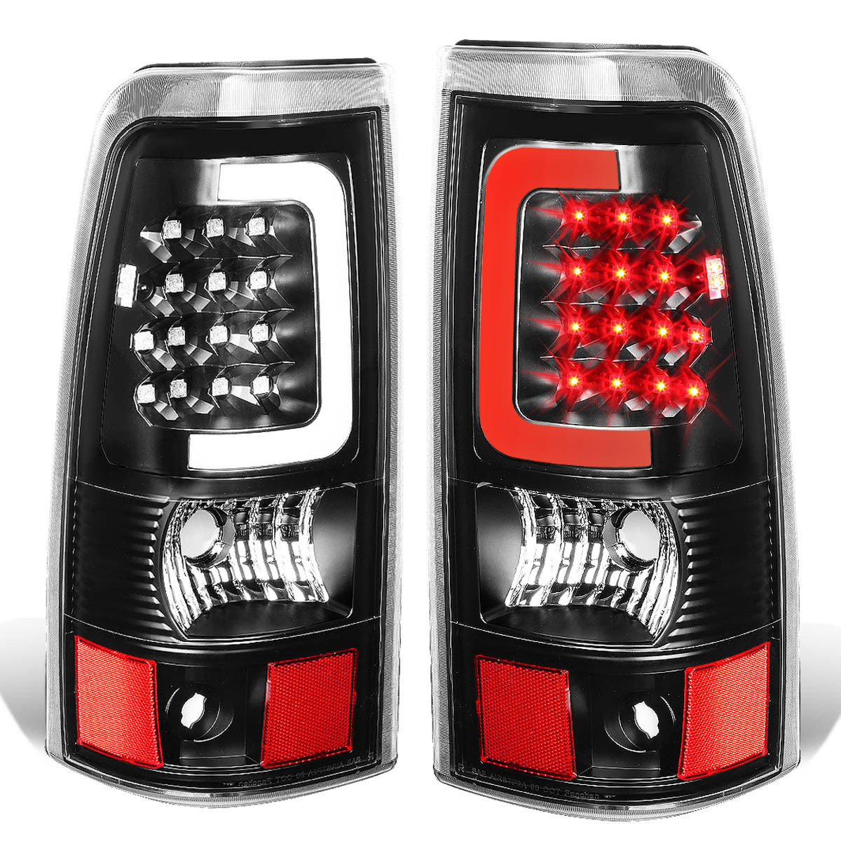 Nuvision Lighting, 03-07 Chevy Silverado GMC Sierra 1500 2500 3500 HD LED C-Bar Tail Lights - Black