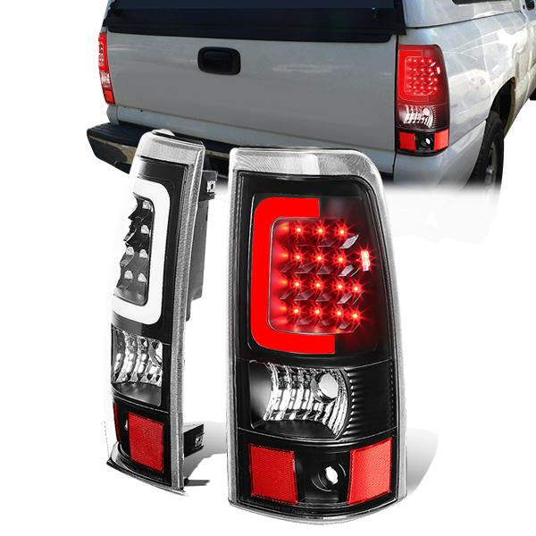 Nuvision Lighting, 03-07 Chevy Silverado GMC Sierra 1500 2500 3500 HD LED C-Bar Tail Lights - Black