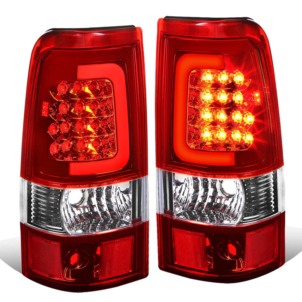 Nuvision Lighting, 03-07 Chevy Silverado GMC Sierra 1500 2500 3500 HD LED C-Bar Tail Lights - Red