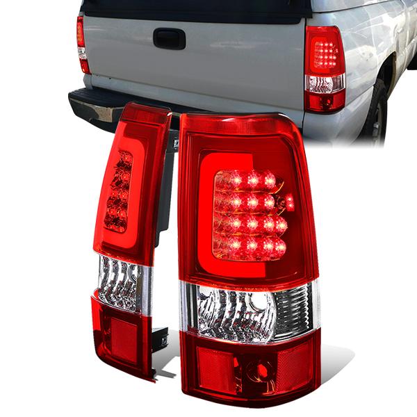 Nuvision Lighting, 03-07 Chevy Silverado GMC Sierra 1500 2500 3500 HD LED C-Bar Tail Lights - Red