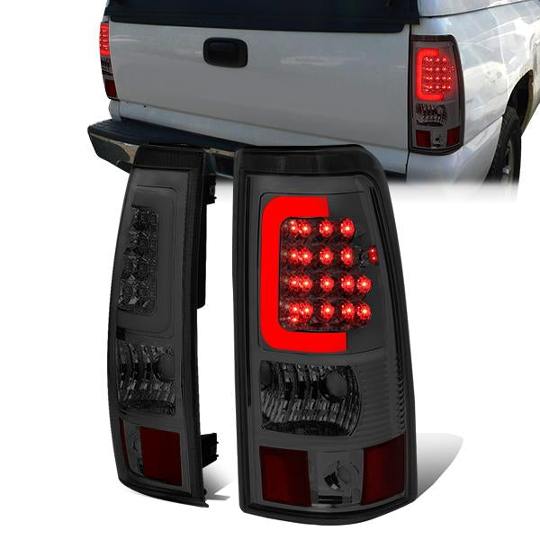 Nuvision Lighting, 03-07 Chevy Silverado GMC Sierra 1500 2500 3500 HD LED C-Bar Tail Lights - Smoked