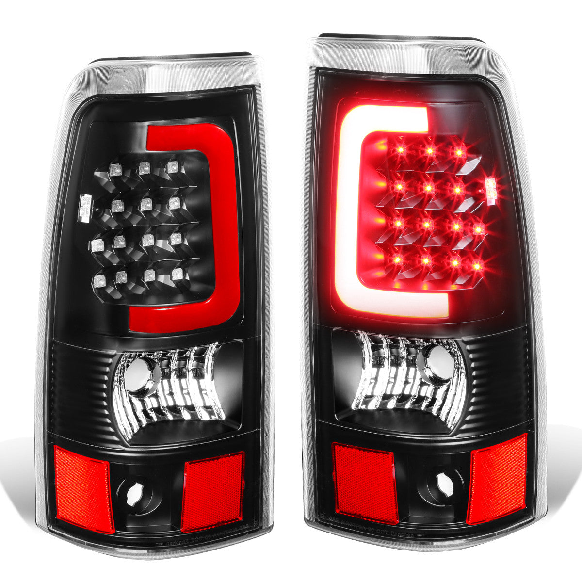 Nuvision Lighting, 03-07 Chevy Silverado GMC Sierra 1500 2500 3500 HD Red C-Bar LED Tail Lights - Black