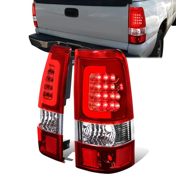 Nuvision Lighting, 03-07 Chevy Silverado GMC Sierra 1500 2500 3500 HD Red C-Bar LED Tail Lights