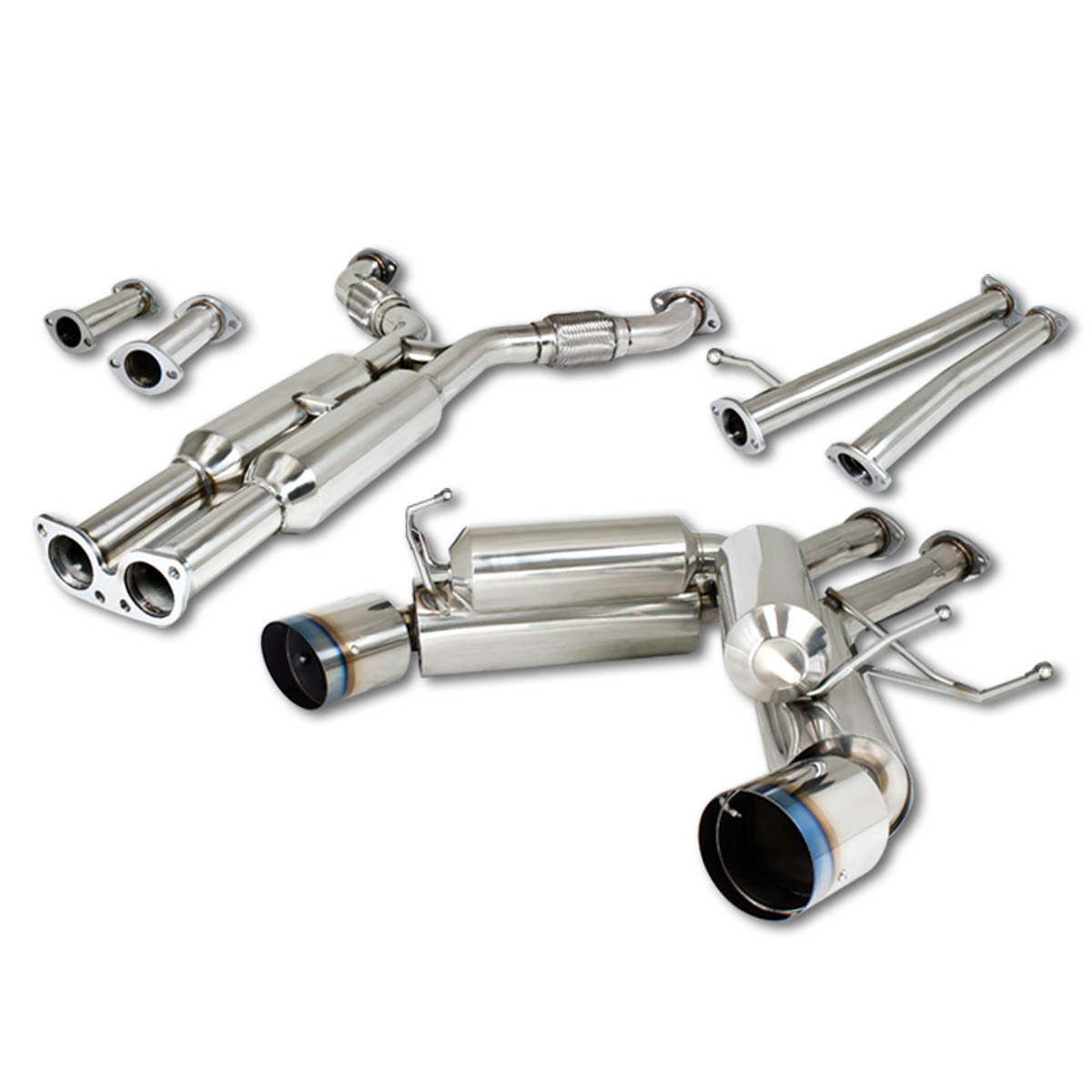 J2 Engineering, 03-07 Infiniti G35 Coupe Nissan 350Z Catback Exhaust w/4.5 in. OD Burnt Muffler Tip