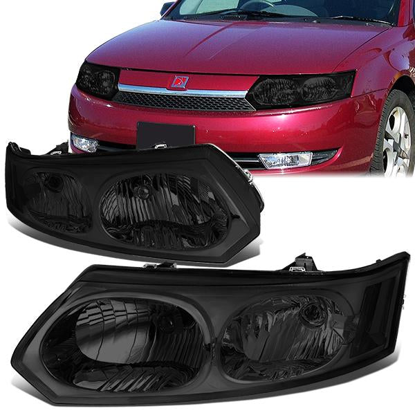 DNA Motoring, 03-07 Saturn Ion Sedan Headlights - Smoked Housing Clear Corner