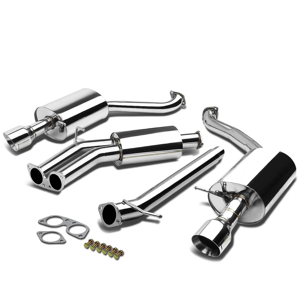 J2 Engineering, 03-08 Audi A4 1.8T 2.0T Catback Exhaust w/Muffler Tip - Stainless Steel