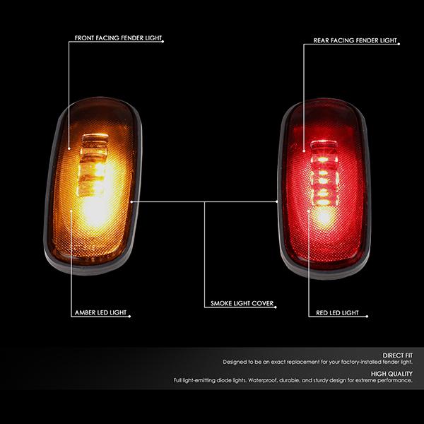 Nuvision Lighting, 03-09 Dodge Ram 2500 3500 Rear Dually Fender LED Side Marker Lights - Smoked Lens