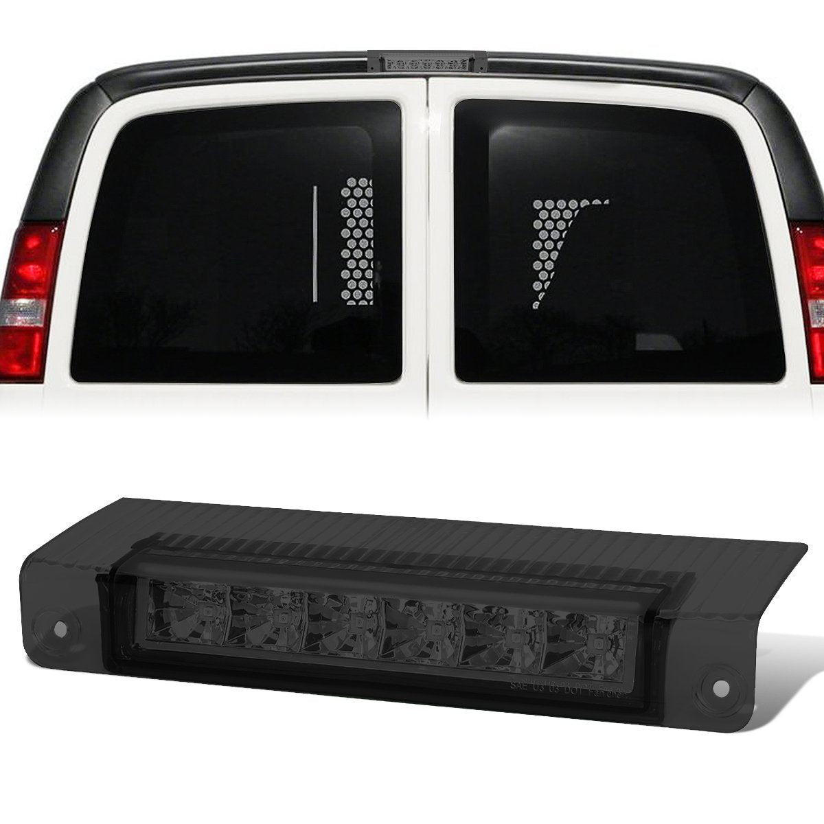 Nuvision Lighting, 03-17 Chevy Express GMC Savana 1500 2500 3500 LED 3rd Brake Light - Smoked Lens