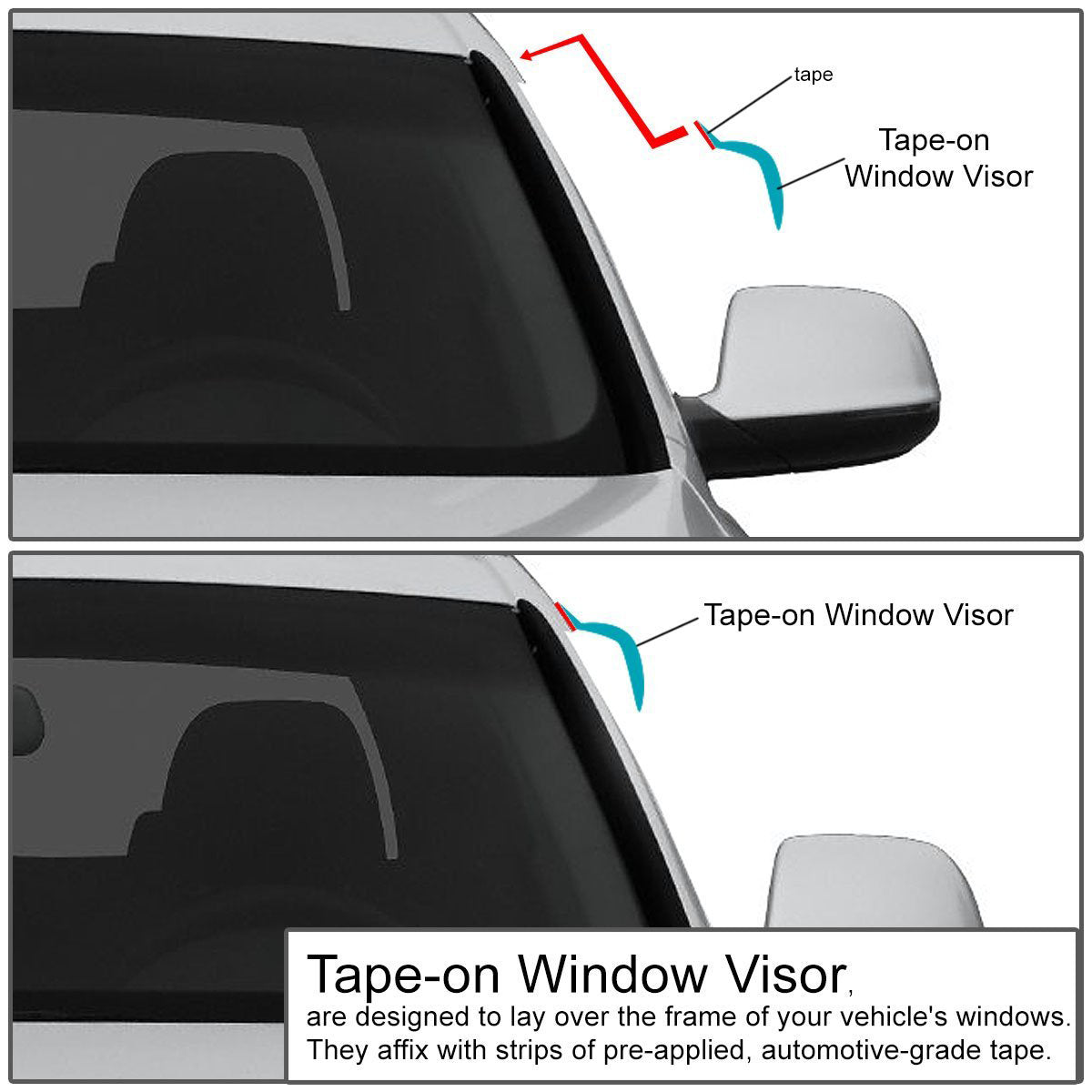 CAAP, 04-06 Chevy Aveo Hatchback Tape On Window Visors Wind Deflectors - Acrylic