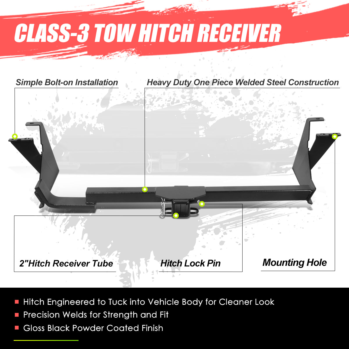 CAAP, 04-07 Chrysler Town & Country Dodge Caravan Class-3 2" Tow Hitch Receiver w/Hitch Pin