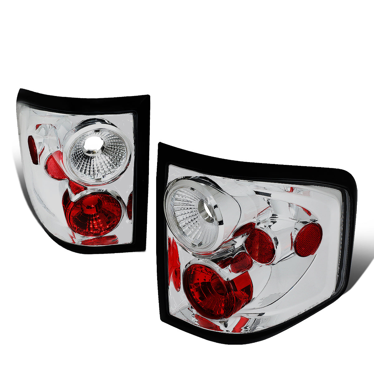 Nuvision Lighting, 04-08 Ford F150 Flareside Rear Brake Tail Lights - Altezza Style - Chrome Housing