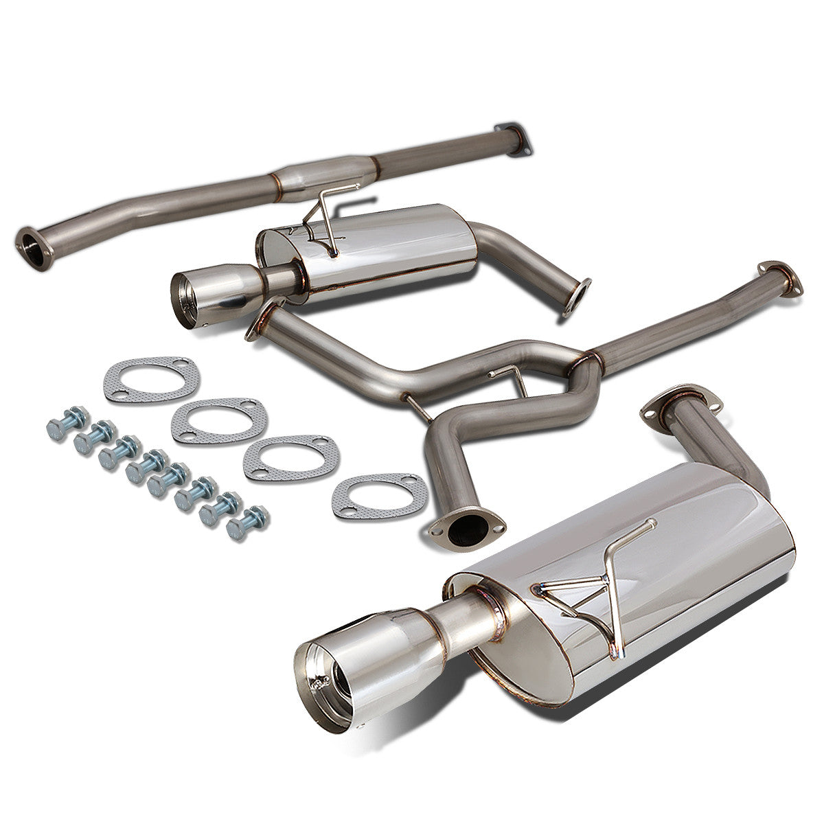 J2 Engineering, 04-08 Nissan Maxima Catback Exhaust w/4 in. OD Muffler Tip - Stainless Steel