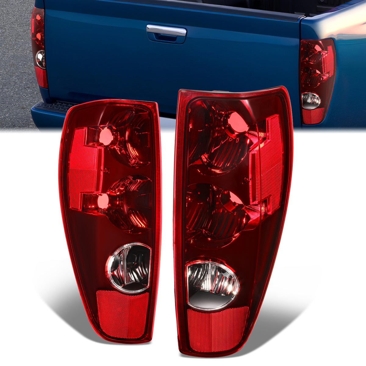 DNA Motoring, 04-12 Chevrolet Colorado GMC Canyon Pair Factory Style Tail Lights (Chorme Housing)