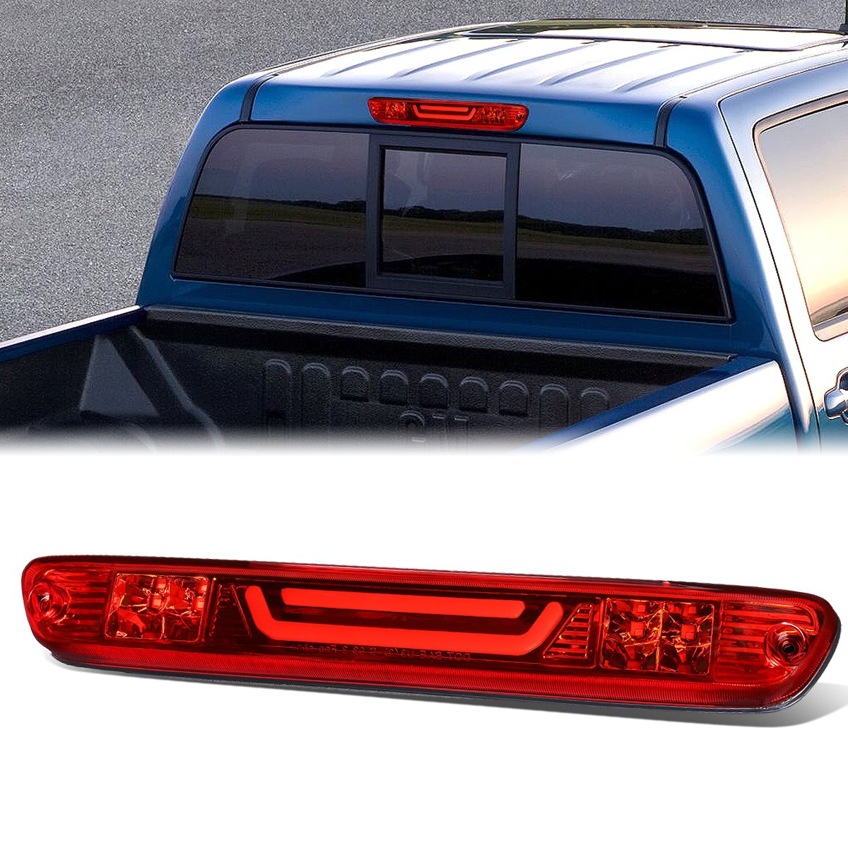 Nuvision Lighting, 04-12 Chevy Colorado GMC Canyon LED Bar 3rd Brake Light+Cargo Lamp - Red Lens