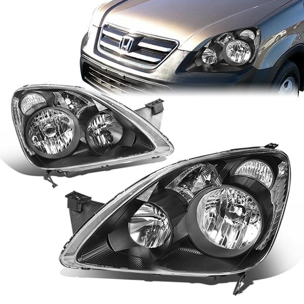 DNA Motoring, 05-06 Honda CR-V CRV Headlights - Black Housing Clear Corner