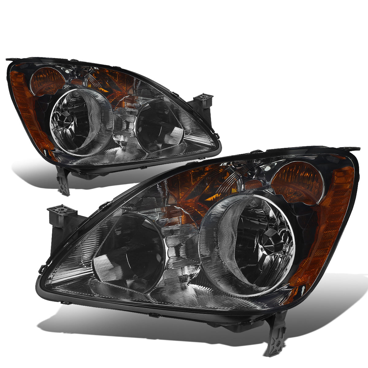 DNA Motoring, 05-06 Honda CR-V CRV Headlights - Smoked Housing Amber Corner