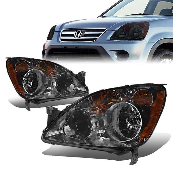 DNA Motoring, 05-06 Honda CR-V CRV Headlights - Smoked Housing Amber Corner