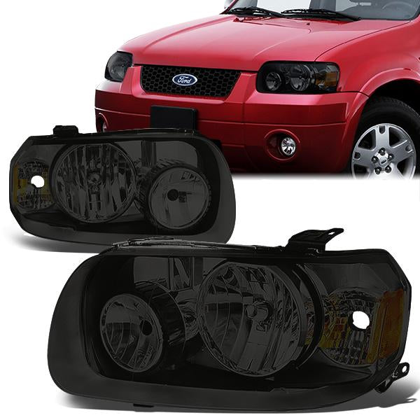 DNA Motoring, 05-07 Ford Escape Headlights - Smoked Housing Amber Corner