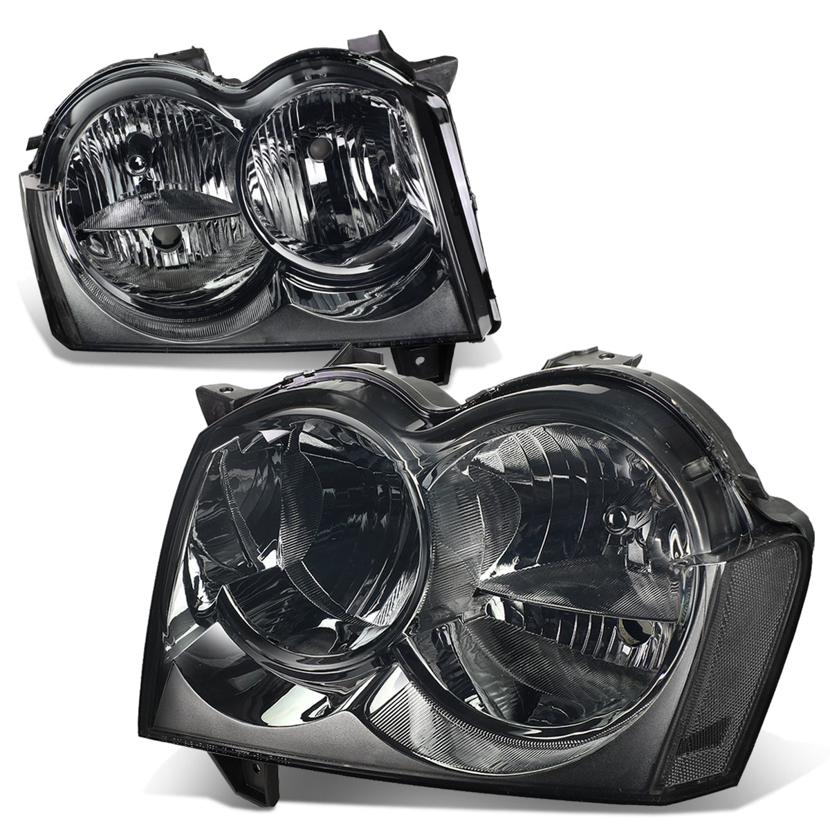 DNA Motoring, 05-07 Jeep Grand Cherokee Headlights - Smoked Housing Clear Corner