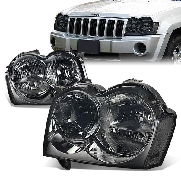 DNA Motoring, 05-07 Jeep Grand Cherokee Headlights - Smoked Housing Clear Corner