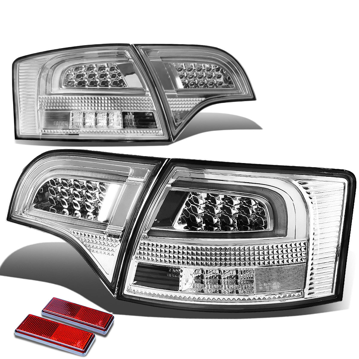 Nuvision Lighting, 05-08 Audi A4 S4 Wagon Tron Style LED Bar Rear Brake Tail Lights - Chrome Housing