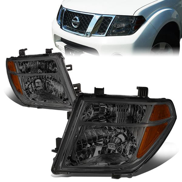 DNA Motoring, 05-08 Nissan Frontier Pathfinder Headlights - Smoked Housing Amber Corner