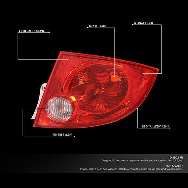 Nuvision Lighting, 05-10 Chevy Cobalt Sedan Factory Style Rear Brake/Reverse Tail Lights - Red Lens