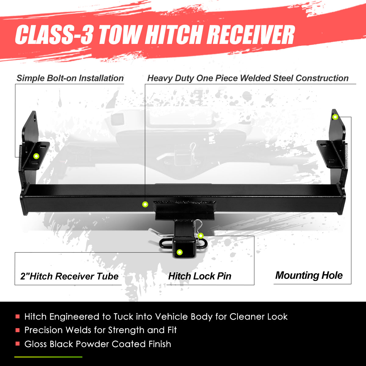 CAAP, 05-15 Toyota Tacoma Class-3 2" Tow Hitch Receiver w/Hitch Pin