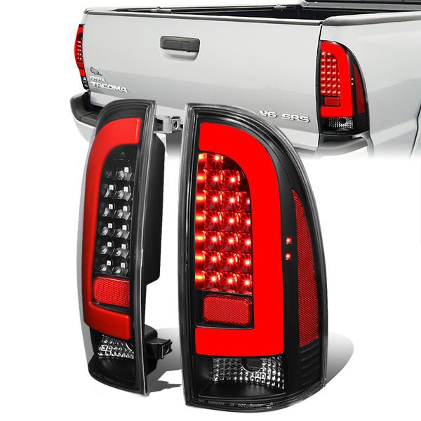 Nuvision Lighting, 05-15 Toyota Tacoma LED Red Tube Bar Rear Brake Tail Lights - Black Housing