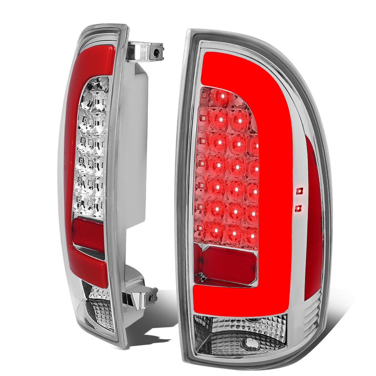 Nuvision Lighting, 05-15 Toyota Tacoma LED Red Tube Bar Rear Brake Tail Lights - Chrome Housing