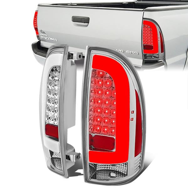 Nuvision Lighting, 05-15 Toyota Tacoma LED Tube Bar Rear Brake Tail Lights - Chrome Housing