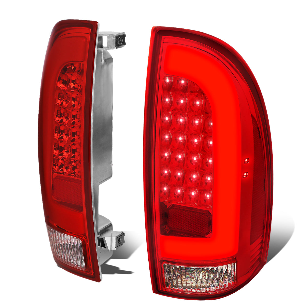 Nuvision Lighting, 05-15 Toyota Tacoma LED Tube Bar Rear Brake Tail Lights - Red Housing