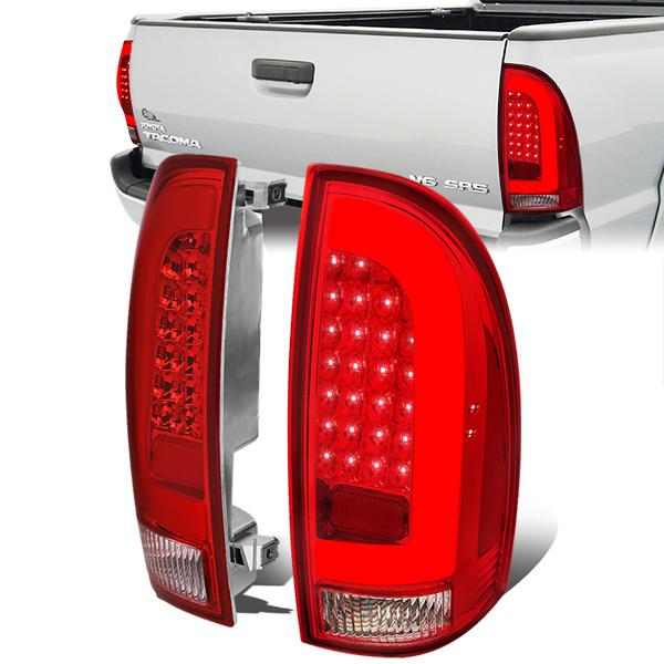 Nuvision Lighting, 05-15 Toyota Tacoma LED Tube Bar Rear Brake Tail Lights - Red Housing