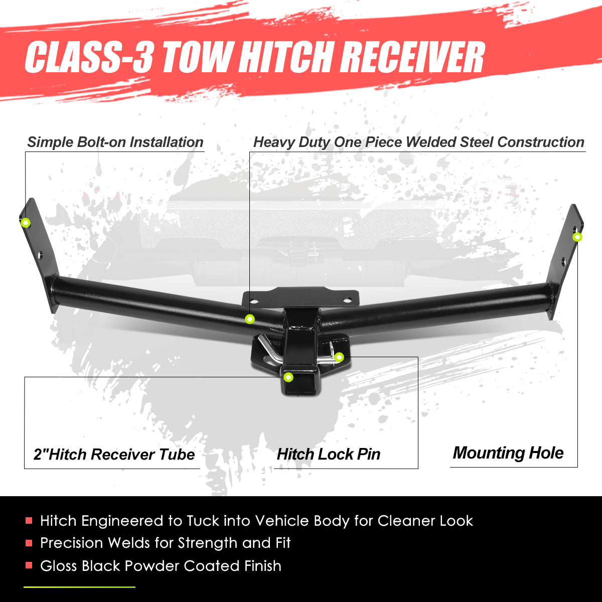 CAAP, 05-17 Chevy Equinox 06-09 Pontiac Torrent Class-3 2" Tow Hitch Receiver w/Hitch Pin