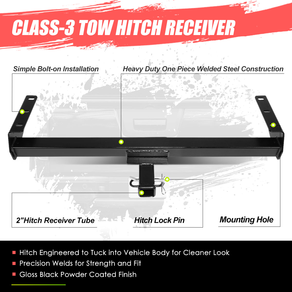 CAAP, 05-20 Nissan Frontier 09-12 Equator Class-3 2" Tow Hitch Receiver w/Hitch Pin