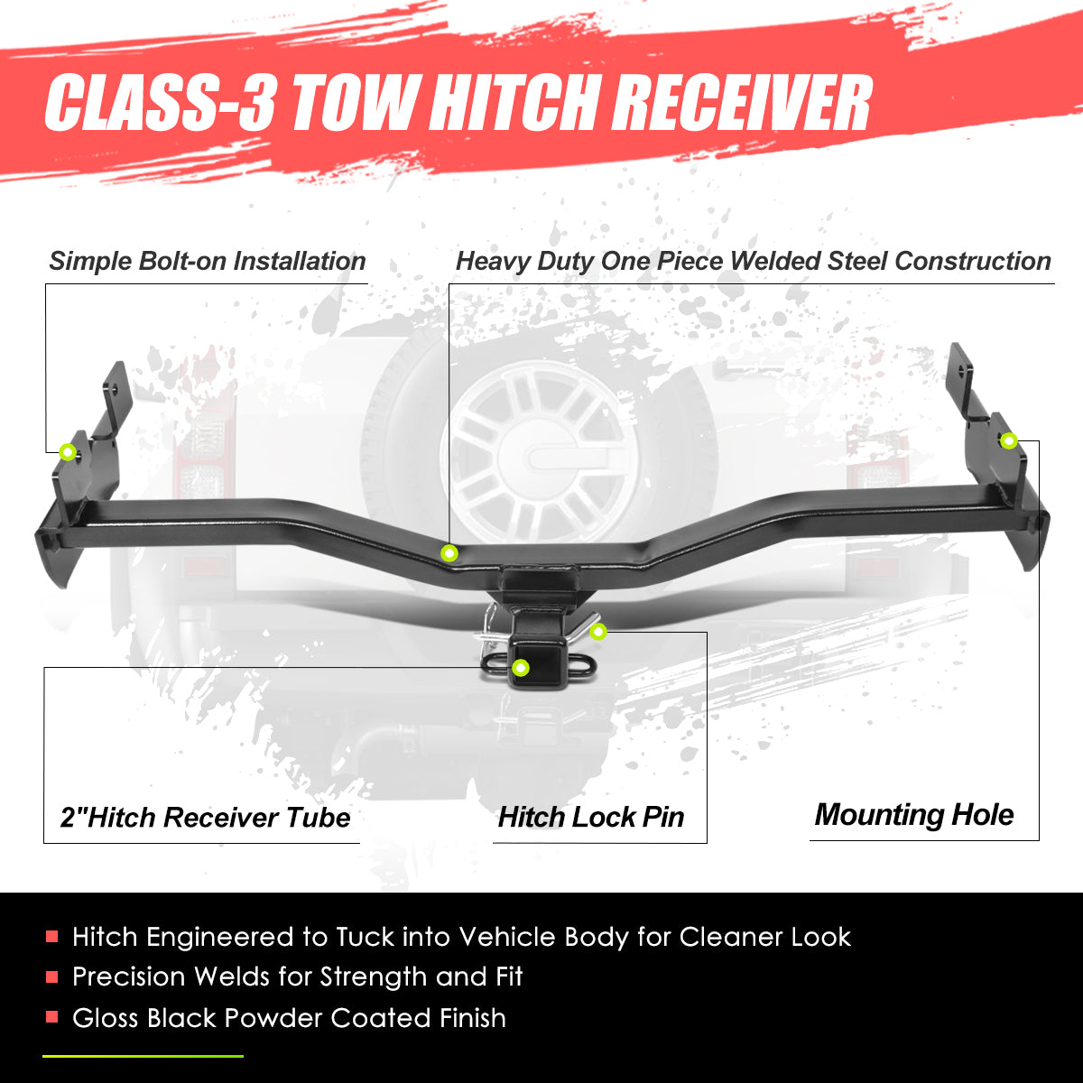 CAAP, 06-10 Hummer H3 Class-3 2" Tow Hitch Receiver w/Hitch Pin