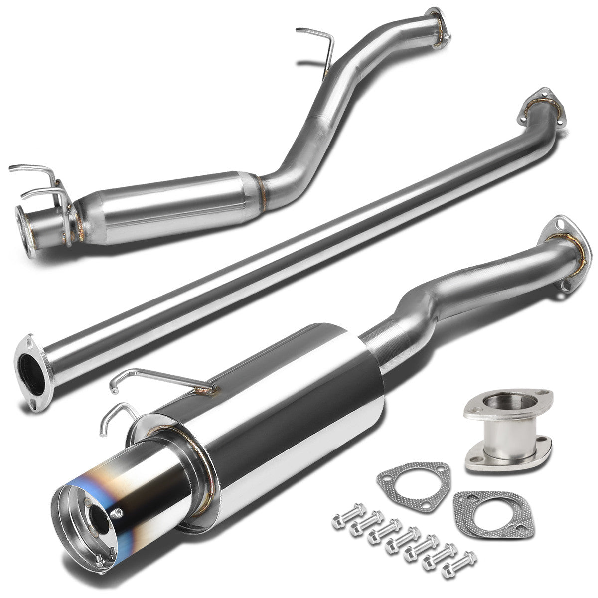 J2 Engineering, 06-11 Honda Civic DX-G/DX/GX/EX-L/EX 1.8L Catback Exhaust w/4 in. OD Muffler Burnt Tip