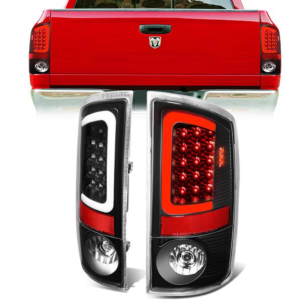 Nuvision Lighting, 07-09 Dodge Ram 1500 2500 3500 LED C-Bar Rear Brake Tail Lights - Black