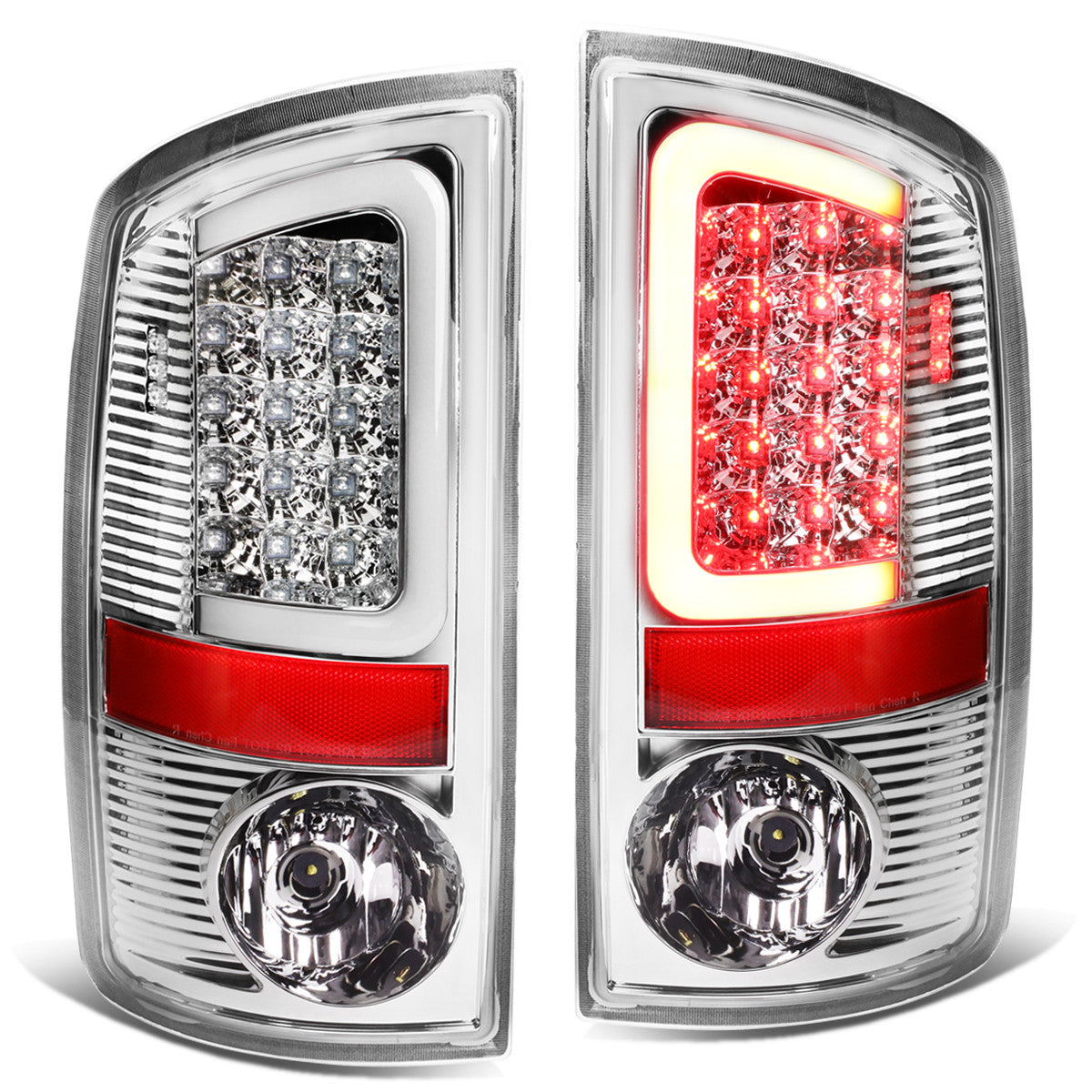 Nuvision Lighting, 07-09 Dodge Ram 1500 2500 3500 LED C-Bar Rear Brake Tail Lights - Chrome