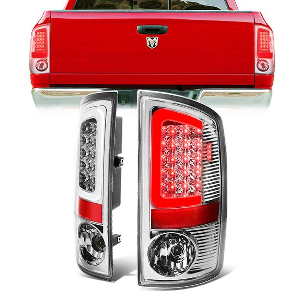 Nuvision Lighting, 07-09 Dodge Ram 1500 2500 3500 LED C-Bar Rear Brake Tail Lights - Chrome