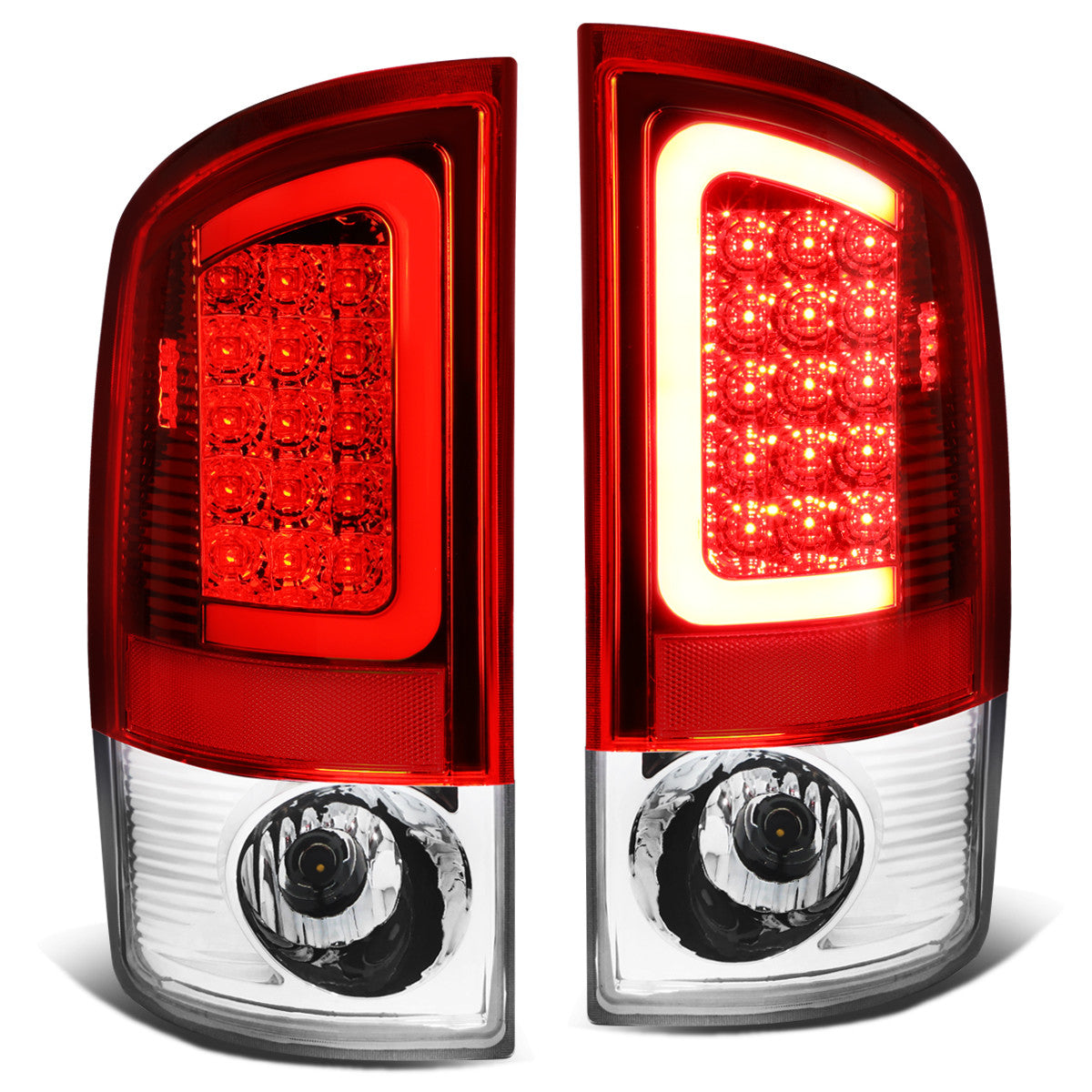 Nuvision Lighting, 07-09 Dodge Ram 1500 2500 3500 LED C-Bar Rear Brake Tail Lights - Red