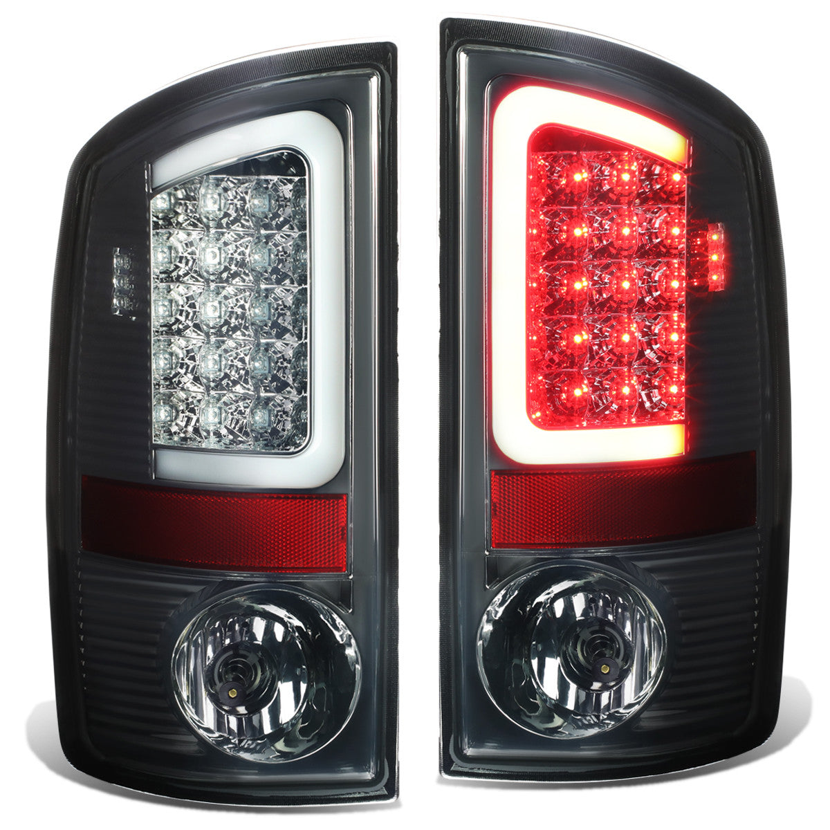 Nuvision Lighting, 07-09 Dodge Ram 1500 2500 3500 LED C-Bar Rear Brake Tail Lights - Smoked