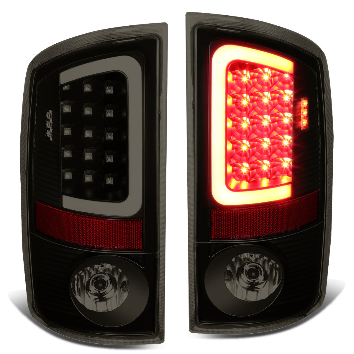 Nuvision Lighting, 07-09 Dodge Ram 1500 2500 3500 LED C-Bar Rear Brake Tail Lights - Tinted